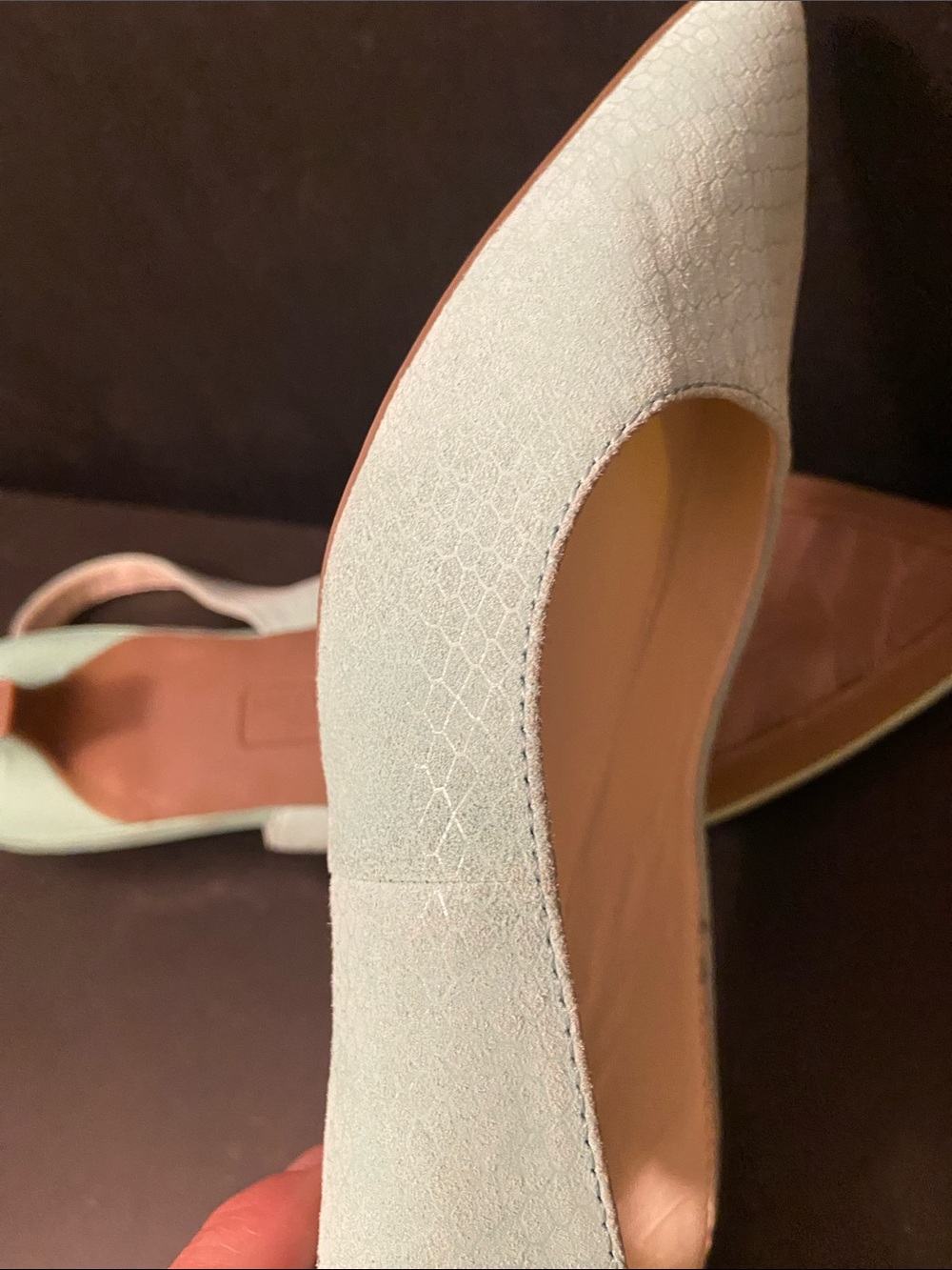 Anne Klein AKEXPERT Mint Green Pointed Slingback Kitten Hills sz 8 - Picture 6 of 7